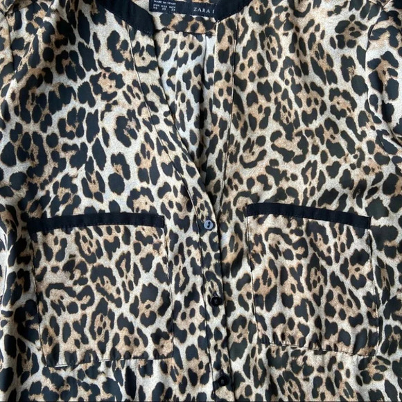 Zara Leopard Print Button Down Blouse - Picture 11 of 16